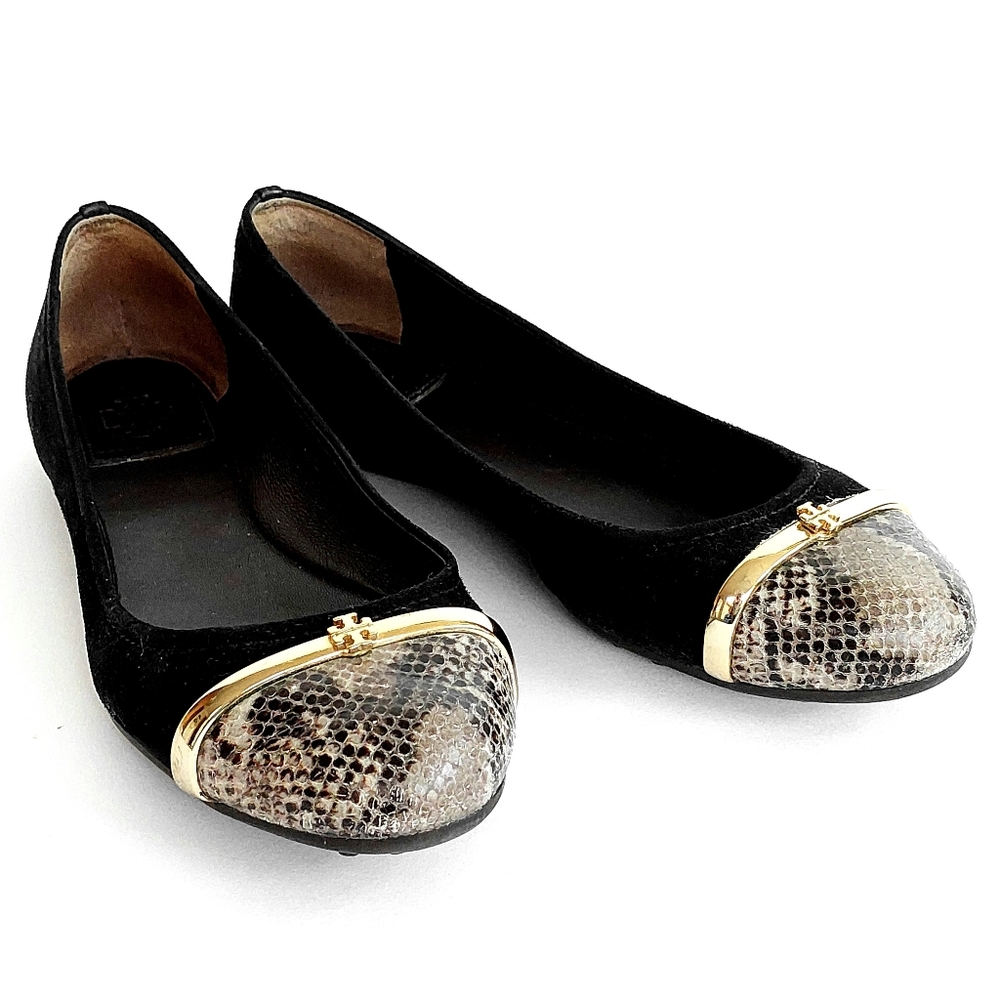 Tory Burch Pacey Driver Suede/Leather Ballet Flats